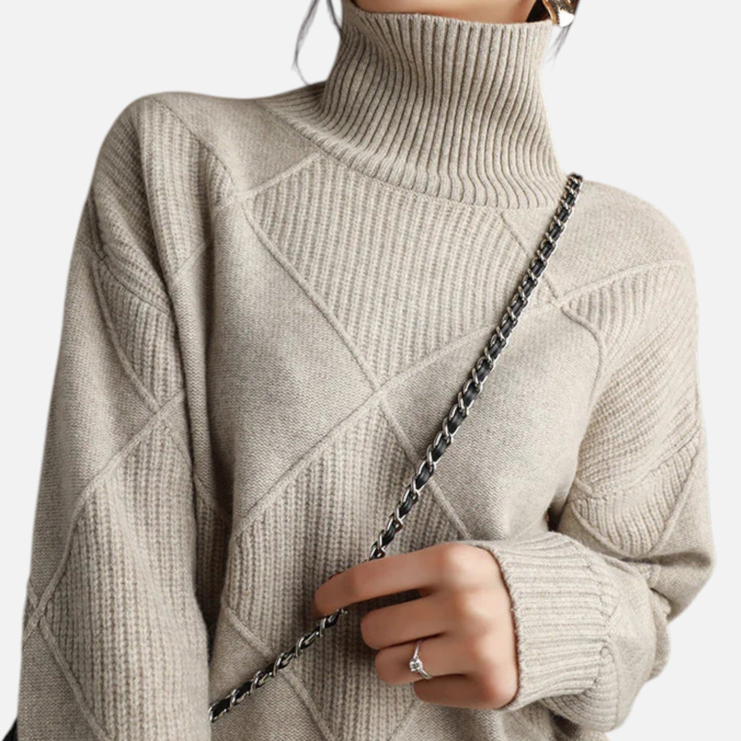 Eliaro Suéter Mujer | 100% Cachemira, Cuello Alto Envolvente, Elegante 10