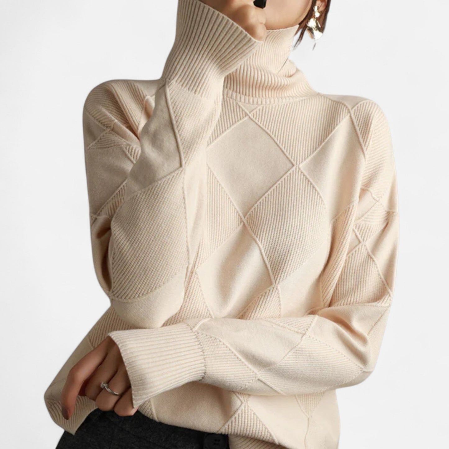 Eliaro Suéter Mujer | 100% Cachemira, Cuello Alto Envolvente, Elegante 11