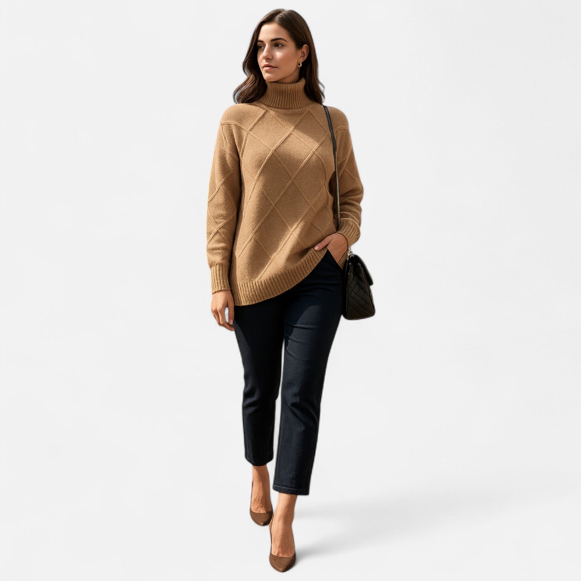Eliaro Suéter Mujer | 100% Cachemira, Cuello Alto Envolvente, Elegante 8
